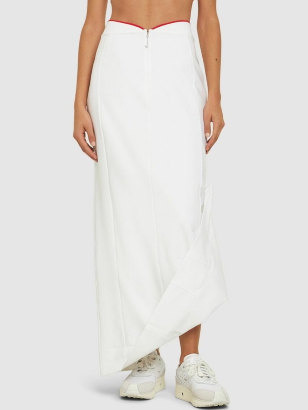 JAQUEMUS X Nike White Maxi Skirt with Red Trim